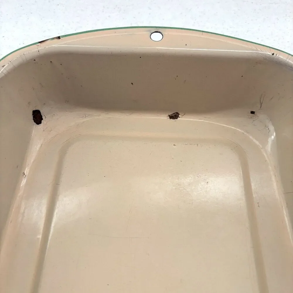 Vintage Enamel Ware Rectangle Baking Pans Country Rustic Farmhouse Primitive